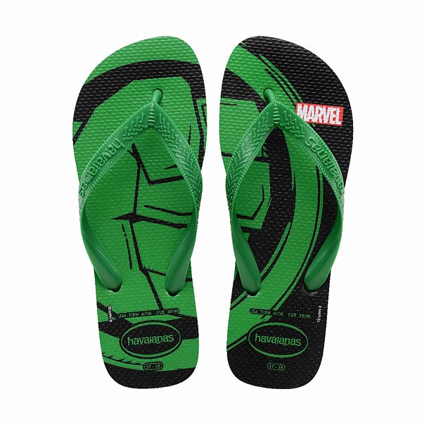 Chinelo Infantil Menino Havaianas Top Marvel Preto Verde