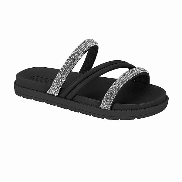Sandália Papete Infantil Menina Molekinha Cristal- Preto