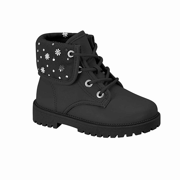 Bota Coturno Infantil Menina Molekinha Pelo Snow- Preto