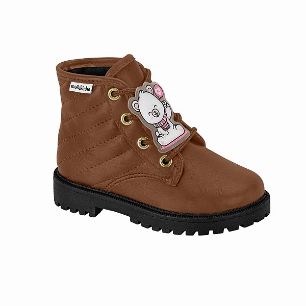 Bota Coturno Infantil Menina Molekinha Turim- Marrom Canela