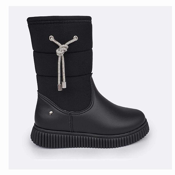 Bota Infantil  Menina Pampili Candy Cordão de Strass-Preto