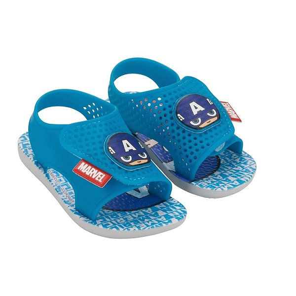 Sandália Infantil Menino Marvel Leg Capitão América- Cinza/Azul