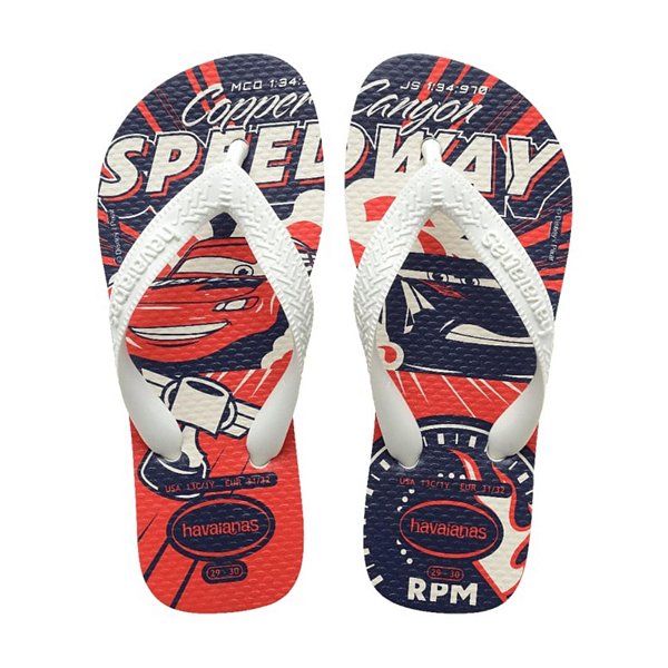 Chinelo Infantil Menino Havaianas KIds Cars-Branco/Vermelho