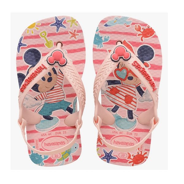 Chinelo Infantil Menina Havaianas  Baby Disney Classics- Rosa/ Vermelho