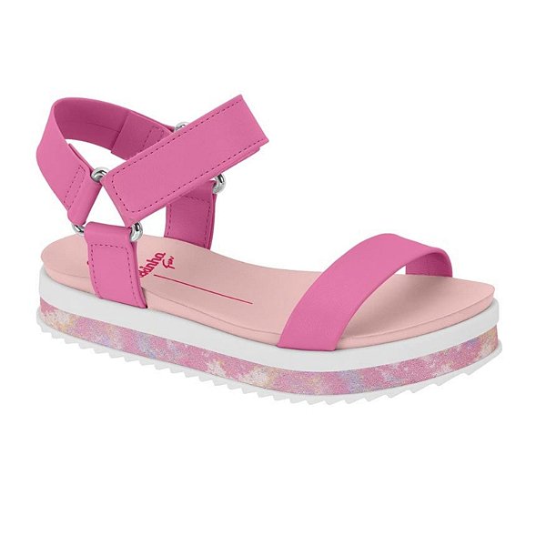 Sandália Infantil Menina Molekinha Napa Turim Velcro Aquarela- Rosa/ Multi Rosa