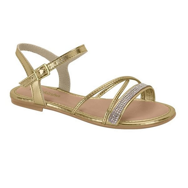 Sandália Infantil Menina Molekinha Metalizado- Dourado