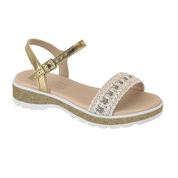 Sandália Infantil Menina Molekinha Tita Pronta Metalizado- Branco/Cristal/Dourado