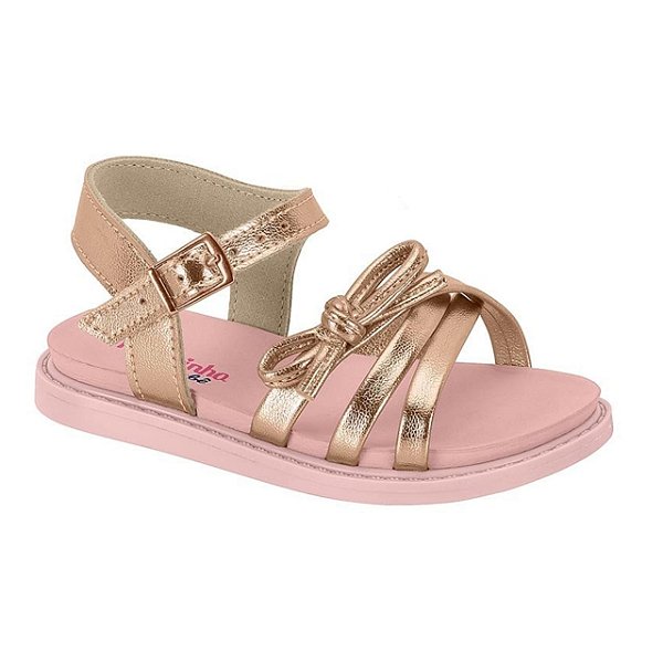 Sandália Infantil Menina Molekinha London Milano- Ouro Rosado