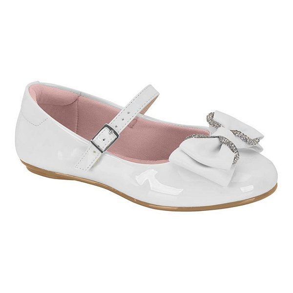 Sapatilha Infantil Menina Molekinha Verniz Premium- Branco/Branco