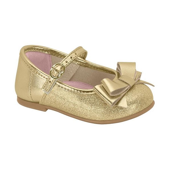 Sapatilha Infantil Menina Molekinha Verniz Metalizado Premium- Dourado