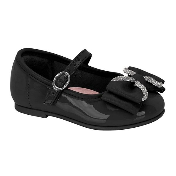 Sapatilha Infantil Menina Molekinha Verniz Premium Laço- Preto