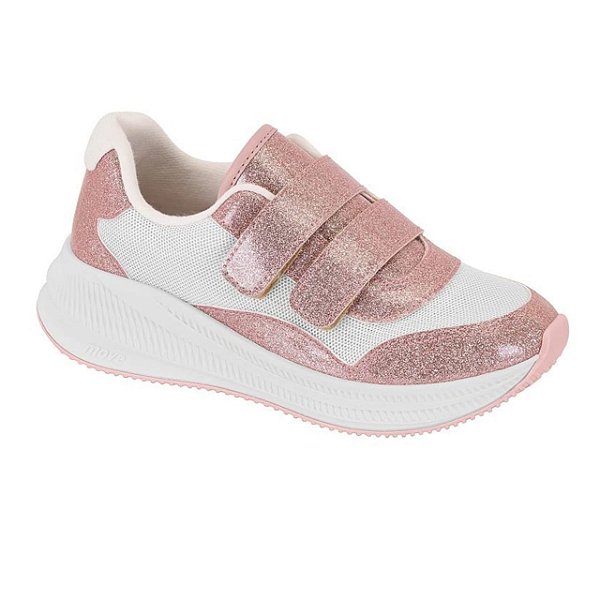 Tênis Infantil Menina Nylon Flat Verniz- Branco/Rosa