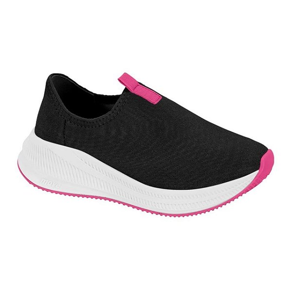 Tênis Infantil Menina Molekinha Lycra Perola- Preto/Pink
