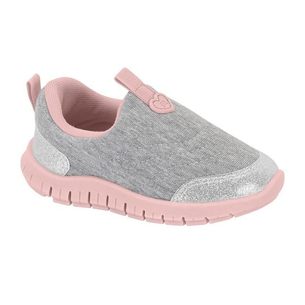 Tênis Infantil Menina Molekinha Moleton- Cinza/Prata/Rosa