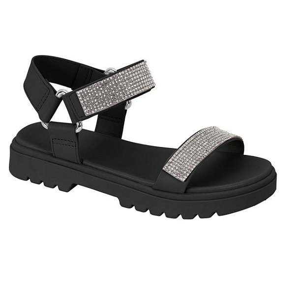 Sandália Infantil Menina Molekinha Turim Velcro- Preto