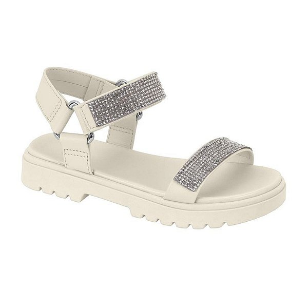 Sandália Infantil Menina Molekinha Turim Velcro- Branco OFF