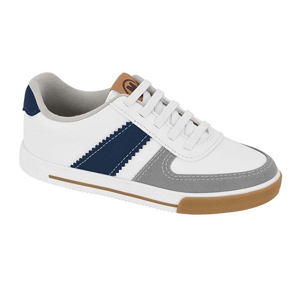 Tênis Infantil Menino Molekinho Floter Neo Camurça- Branco/Cinza/Marinho