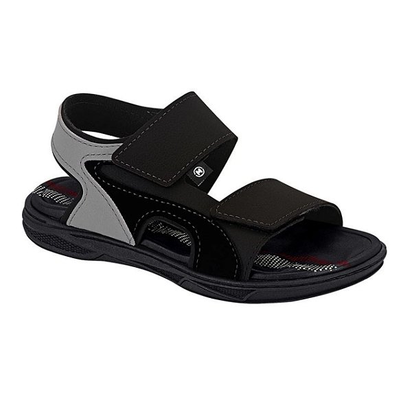 Sandália Infantil Menino Molekinho Floter Camurça- Preto/Cinza
