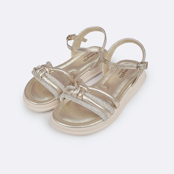 Sandália Infantil  Menina Pampili Flower- Dourado