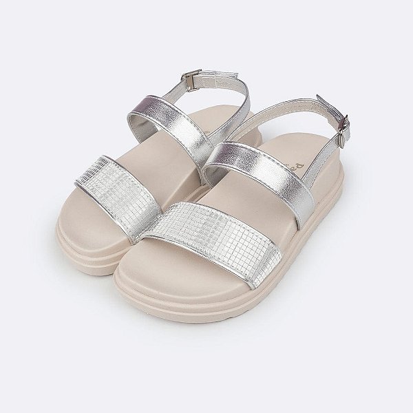 Sandália Infantil Menina Pampili Olivia- Prata