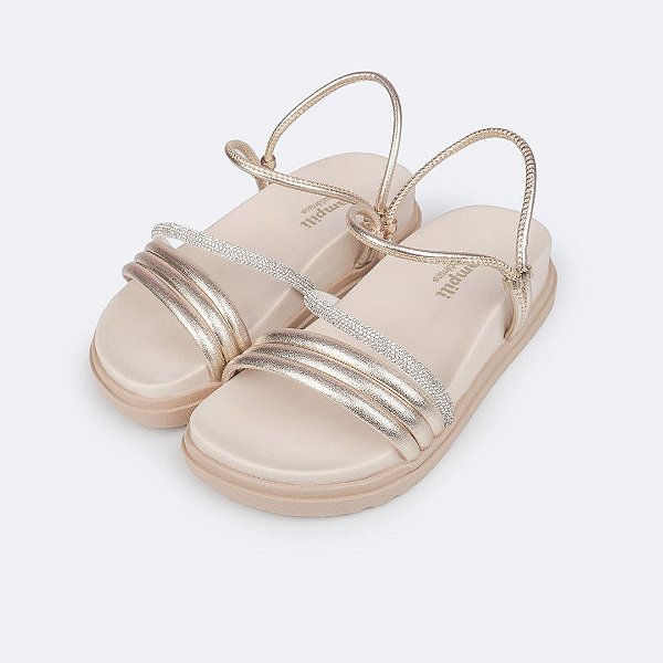 Sandália Infantil Menina Pampili Olivia- Dourado