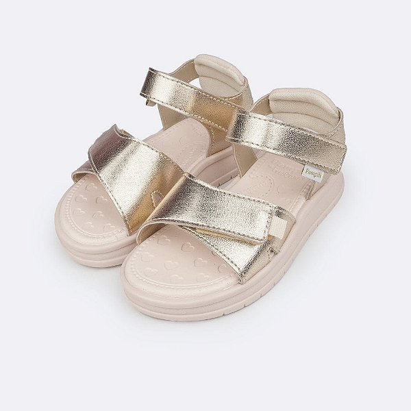 Sandália Papete Infantil Menina Pampili Petit- Dourado
