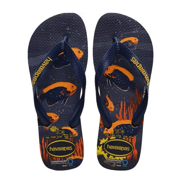 Chinelo Infantil Menino Havaianas Conservação- Marinho/ Amarelo Pop