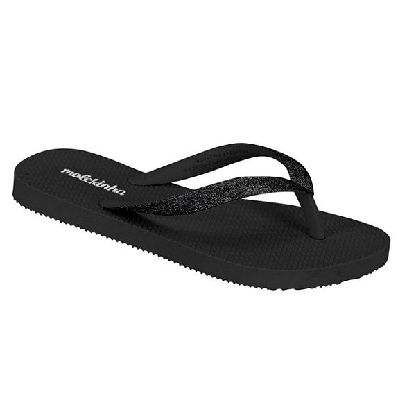 Chinelo Infantil Menina Molekinha Glitter- Preto