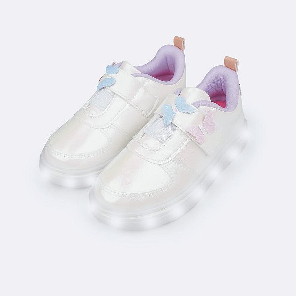 Tênis Infantil Menina Pampili Led Sneaker- Branco