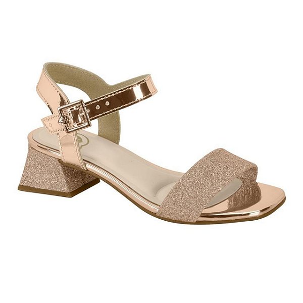Sandália Infantil Menina Molekinha Mini Shine Glamour Gliter- Ouro Rosado