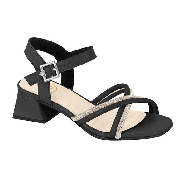 Sandália Infantil menina Molekinha Turim Florença- Preto/Cristal
