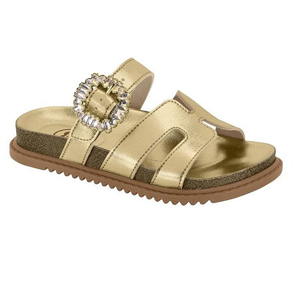 Rasteirinha Infantil Menina  Molekinha Metalizada Premium- Dourado