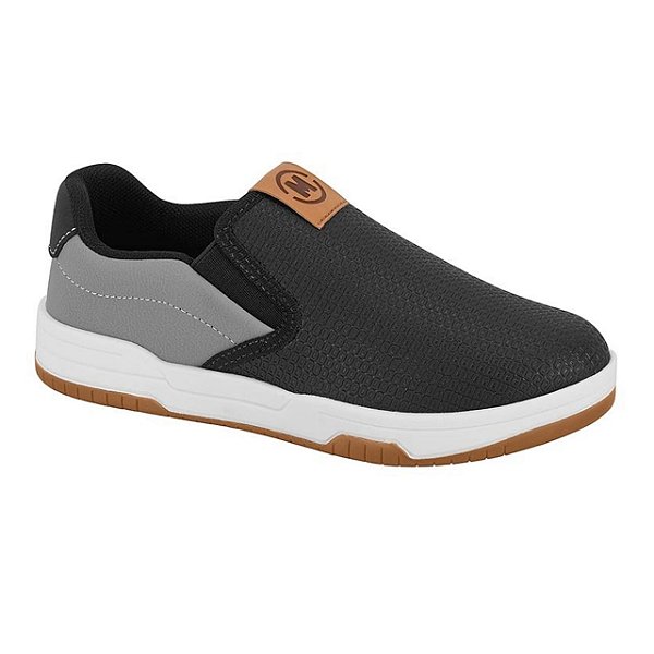 Tênis Infantil Menino Slip Molekinho Letonia- Preto/ Cinza