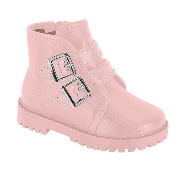 Bota Coturno Infantil Menina Molekinha Napa Berlim- Rosa