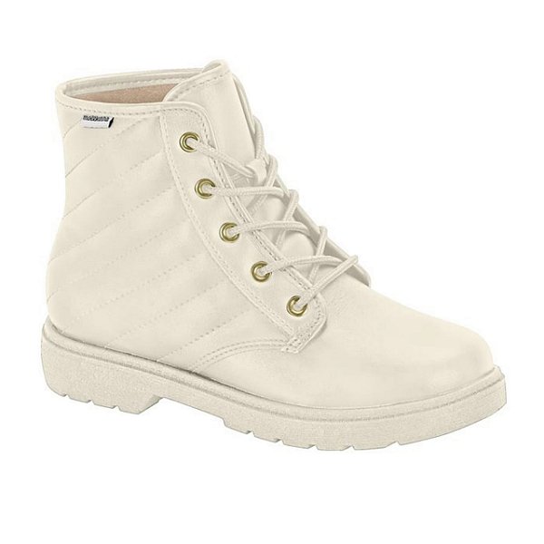 Bota Coturno Infantil Menina Molekinha Napa Strech Berlim- Branco OFF