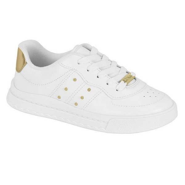 Tênis Infantil Menina Molekinha Turim Metalizado Premium- Branco/ Dourado