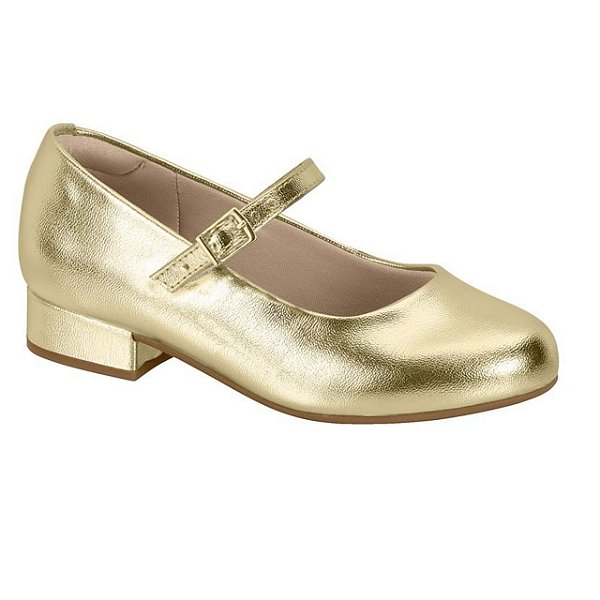 Sapatilha Infantil Menina Salto Molekinha Metalizado Premium- Dourado