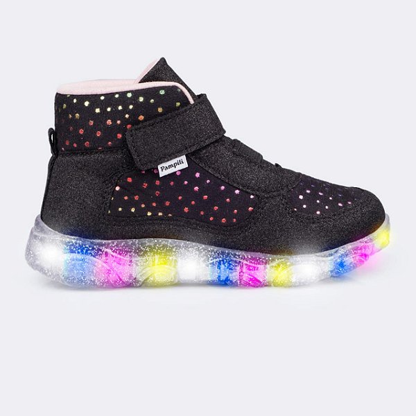 Tênis Infantil Menina Pampili Liz Luz Led- Preto