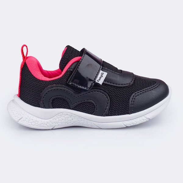 Tênis Infantil Menina Mini Soft- Preto/ Rosa