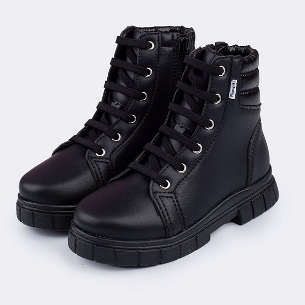 Bota Coturno Infantil Menina Pampili Lucky- Preto