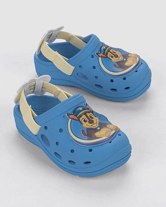 Babuche Infantil Menino  Patrulha Canina Pump Baby Grendene Kids- Azul Amarelo