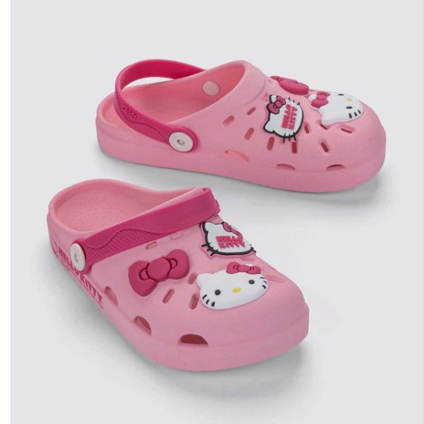 Babuche Infantil Menina Hello Kitty- Rosa/ Branco