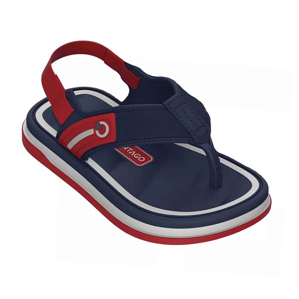 Chinelo Infantil Menino Cartago Malaga Sport- Bege/ Azul/ Vermelho