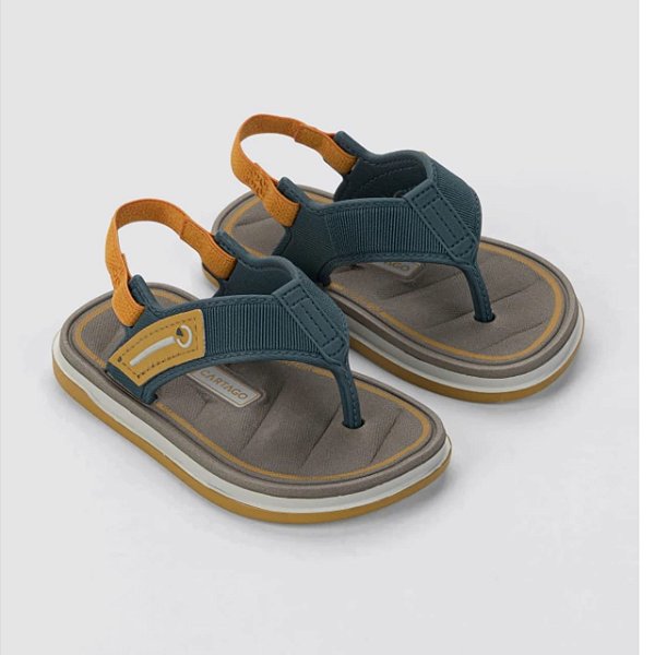 Chinelo Infantil Menino Cartago Malaga Sport- Cinza/ Azul/ Amarelo