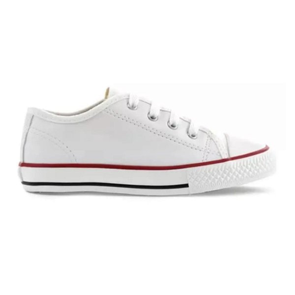 Tênis Infantil Diversão Couro Sintético- Branco/ Vermelho