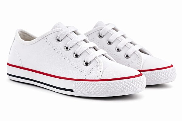 Tênis Infantil Diversão Couro Sintético- Branco/ Vermelho
