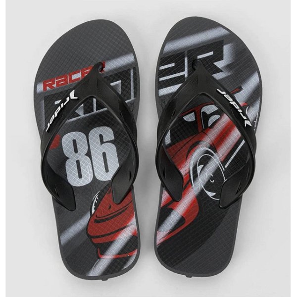 Chinelo Infantil Menino Rider Street Joy - Cinza/ Preto/ Vermelho