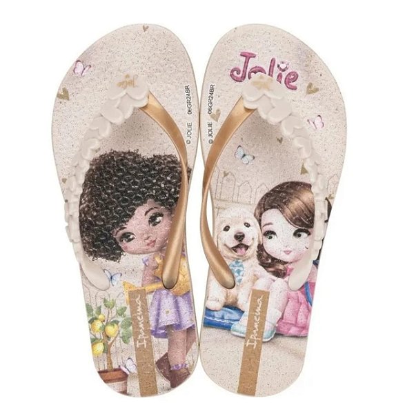 Chinelo Infantil Menina Ipanema Jolie- Bege Ouro