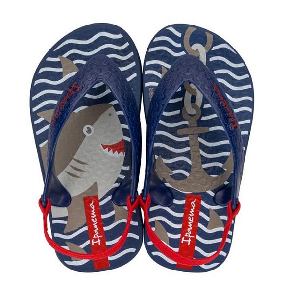 Chinelo Infantil Menino Ipanema Baby- Azul Escuro/ Vermelho