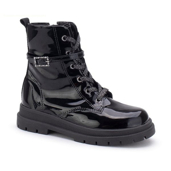 Bota Infantil Menina Mini Sua Cia Verniz Fivela- Preto/Preto